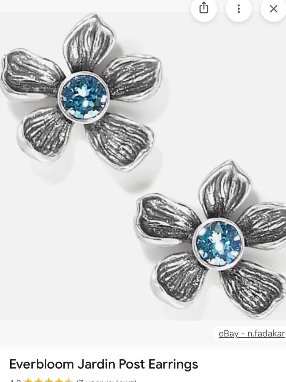 Brighton EverBloom Jardin Flower Post Earrings with Blue Crystal Centers